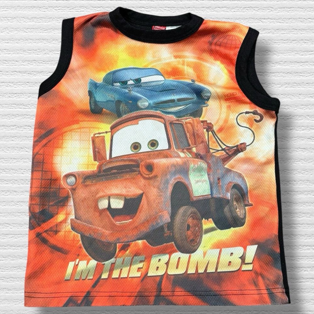 Retro 2010s Disney Pixar Cars 2 Tank Top Boys 6 Mater Finn McMissile Shirt